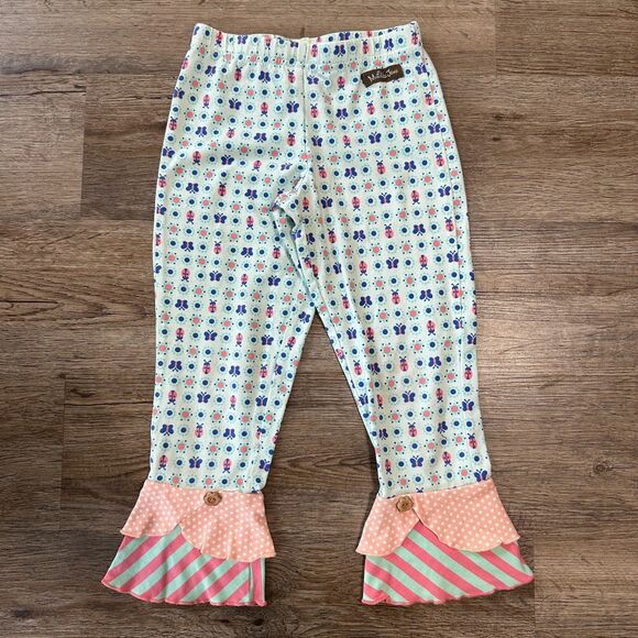 Matilda Jane Girls 6 Patisserie Scrappy Leggings Butterfly Lady Bug Blue Pink - Picture 1 of 3